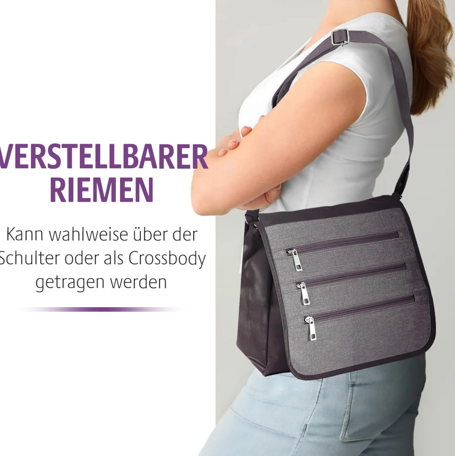 Schultertasche mit RFID-Schutz schwarz