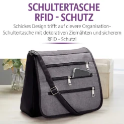 Schultertasche mit RFID-Schutz schwarz