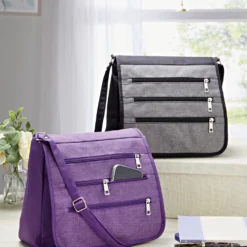 Schultertasche mit RFID-Schutz schwarz