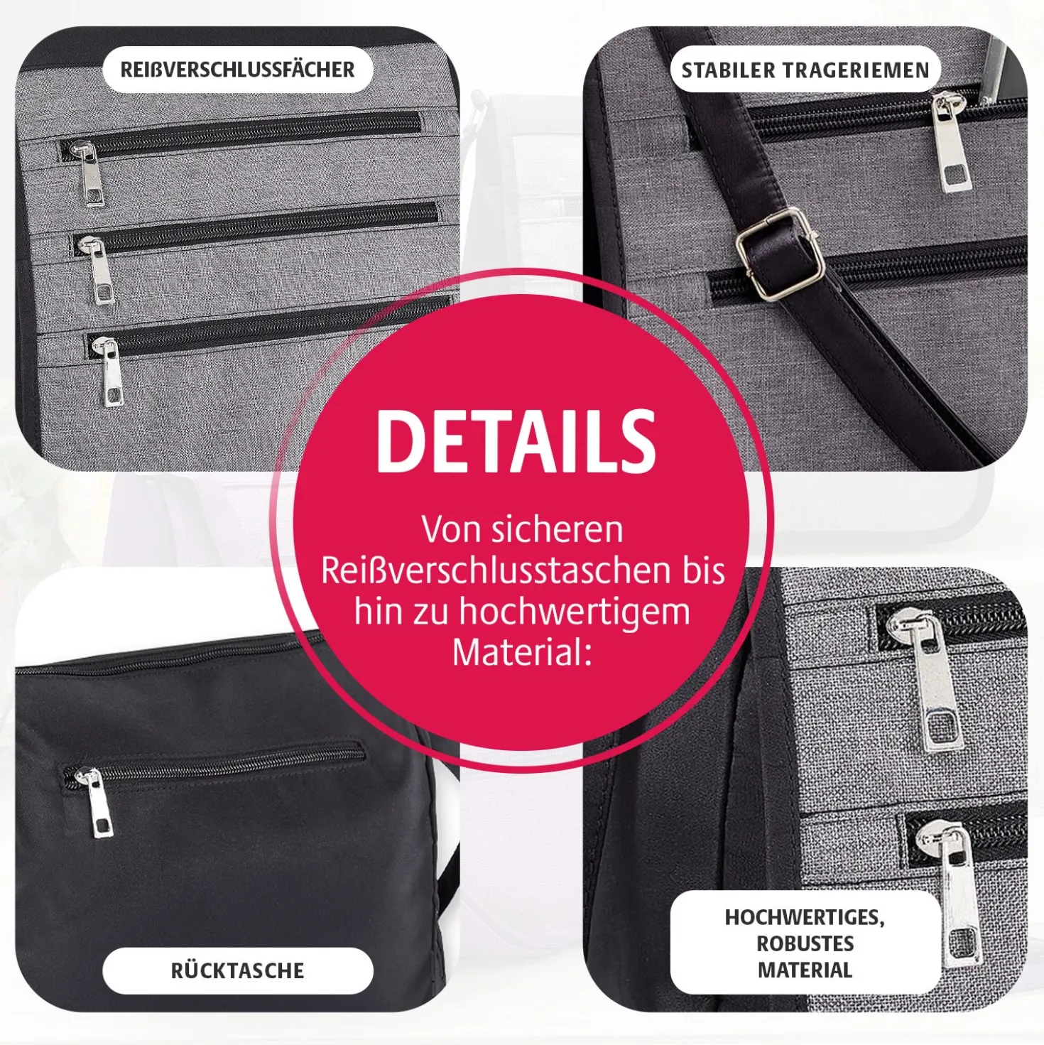 Schultertasche mit RFID-Schutz schwarz
