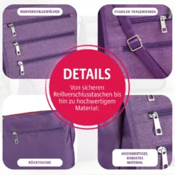 Schultertasche mit RFID-Schutz pflaume