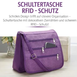 Schultertasche mit RFID-Schutz pflaume