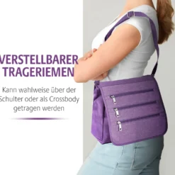 Schultertasche mit RFID-Schutz pflaume