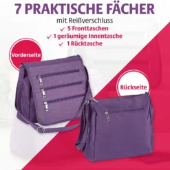 Schultertasche mit RFID-Schutz pflaume