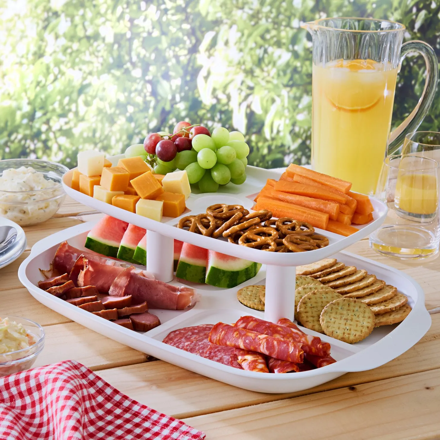 Serviertablett 2-stöckig "Sommer-BBQ" Basilico