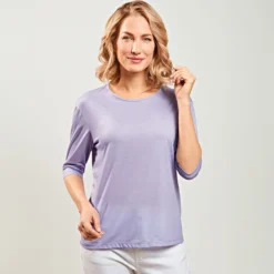 Shirts lila-gestreift + uni 2er-Set