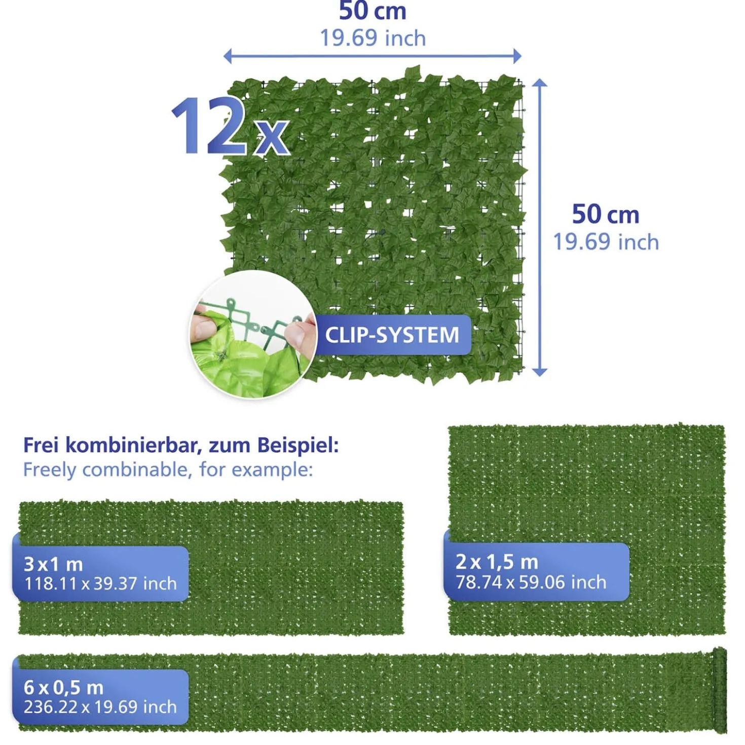 Sichtschutzmatte Efeu 3 x 1 m MAXIMEX