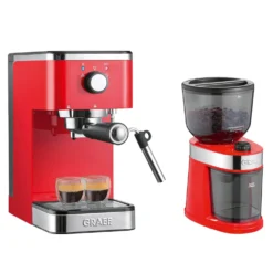Siebträger-Espressomaschine ES 403 salita mit Kaffeemühle CM 203 rot GRAEF