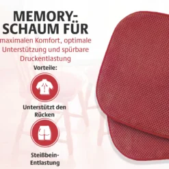 Sitzkissen mit rutschfester Unterseite rot 2er-Set Eldo