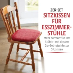 Sitzkissen mit rutschfester Unterseite rot 2er-Set Eldo