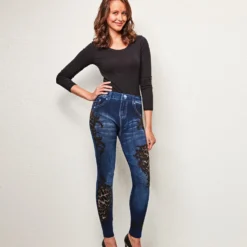 Slim-Jeggings mit Fleece-Futter "Leo" blau Amélie di Santi