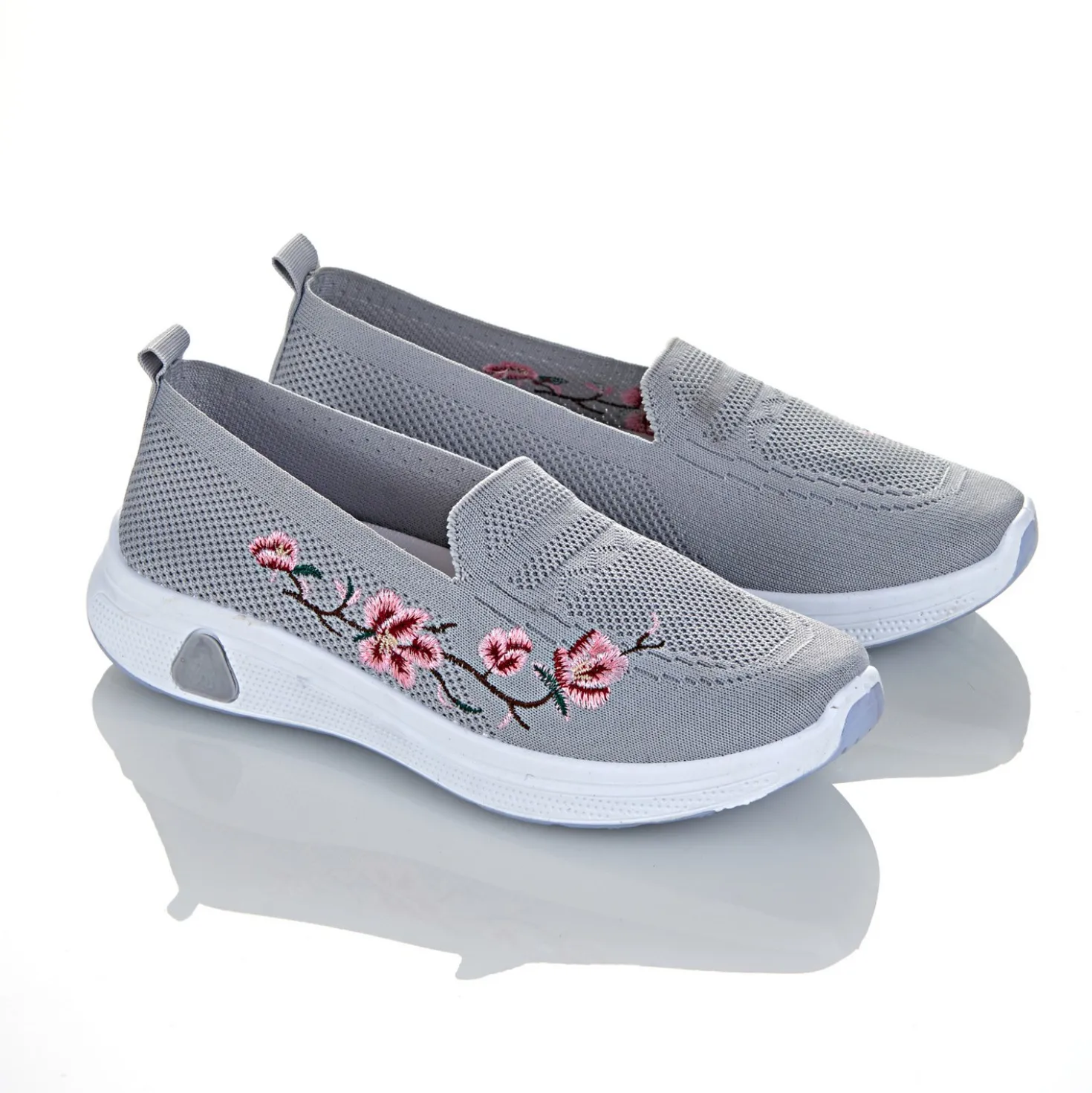 Slipper "Blumenranke" hellgrau
