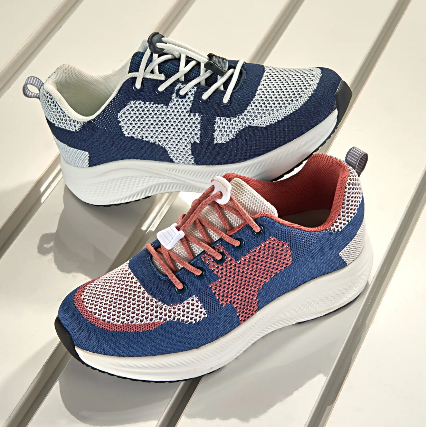 Sneaker "Ulli" blau-weiß-koralle