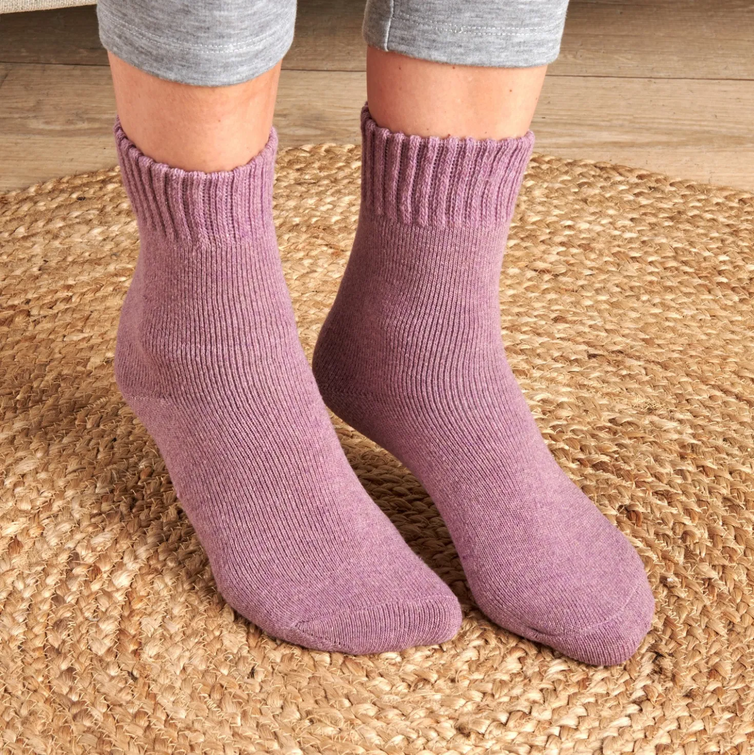 Socken grau-wollweiß-lila 3er-Set