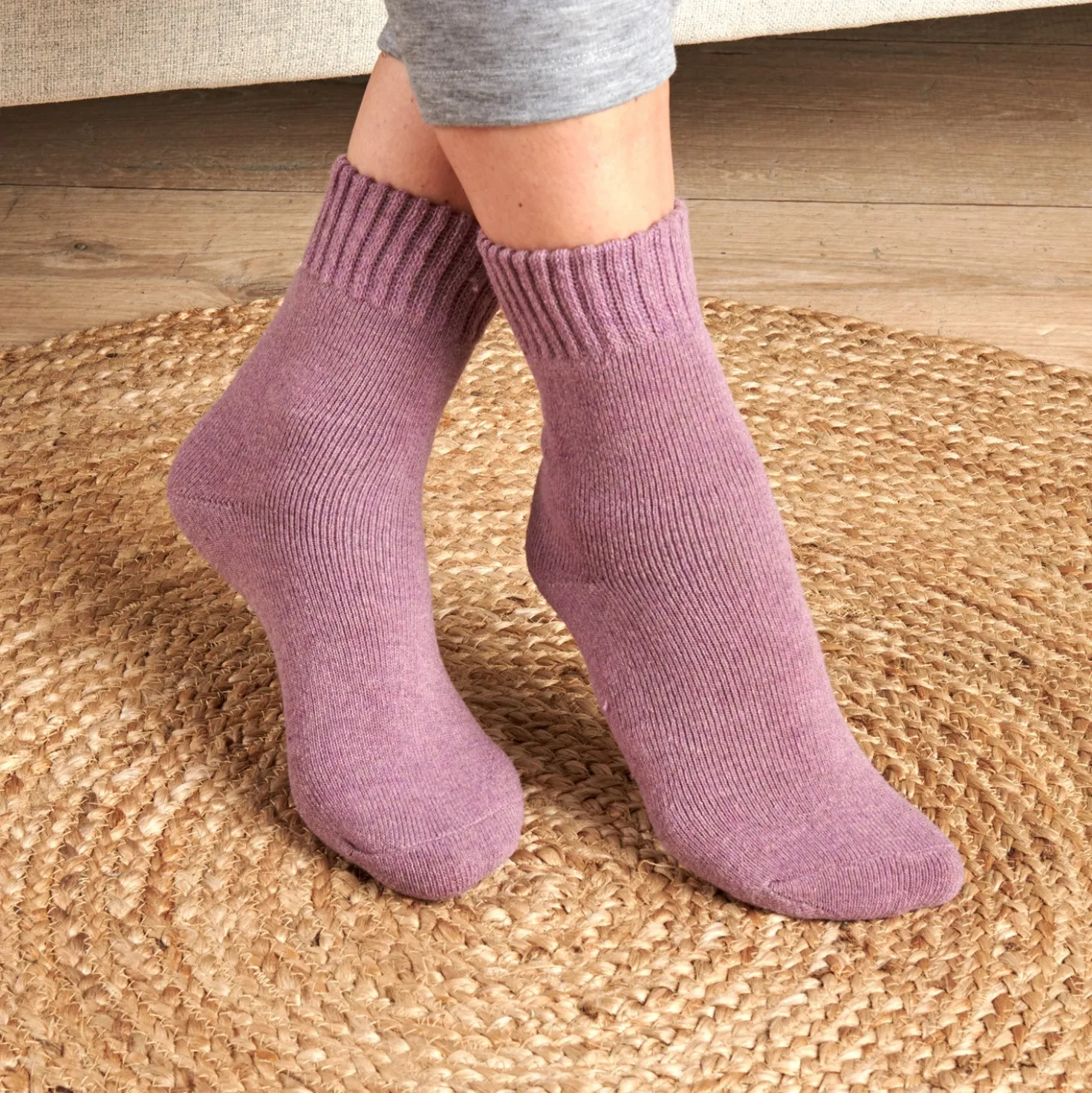 Socken grau-wollweiß-lila 3er-Set