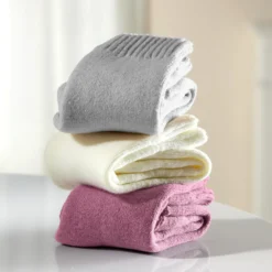 Socken grau-wollweiß-lila 3er-Set