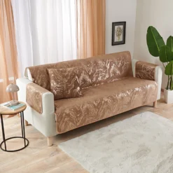 Sofaüberwurf 3-Sitzer beige-grau 180 x 150 cm Eldo