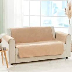 Sofaüberwurf 2-Sitzer beige, 3-tlg.