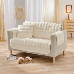Sofaüberwurf 2-Sitzer "Bubble-Fleece" 120 x 150 cm creme Eldo