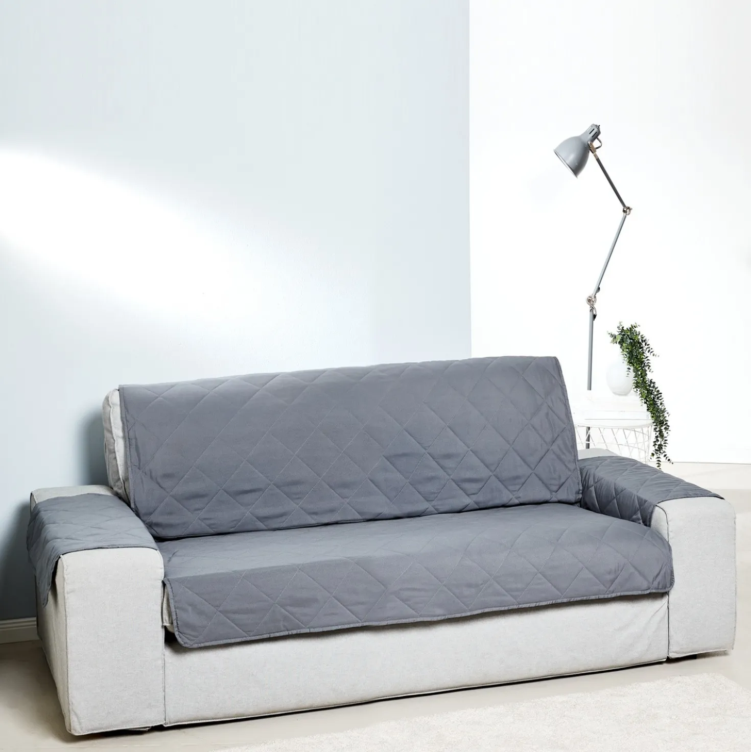 Sofaüberwurf 2-Sitzer grau, 223 x 179 cm