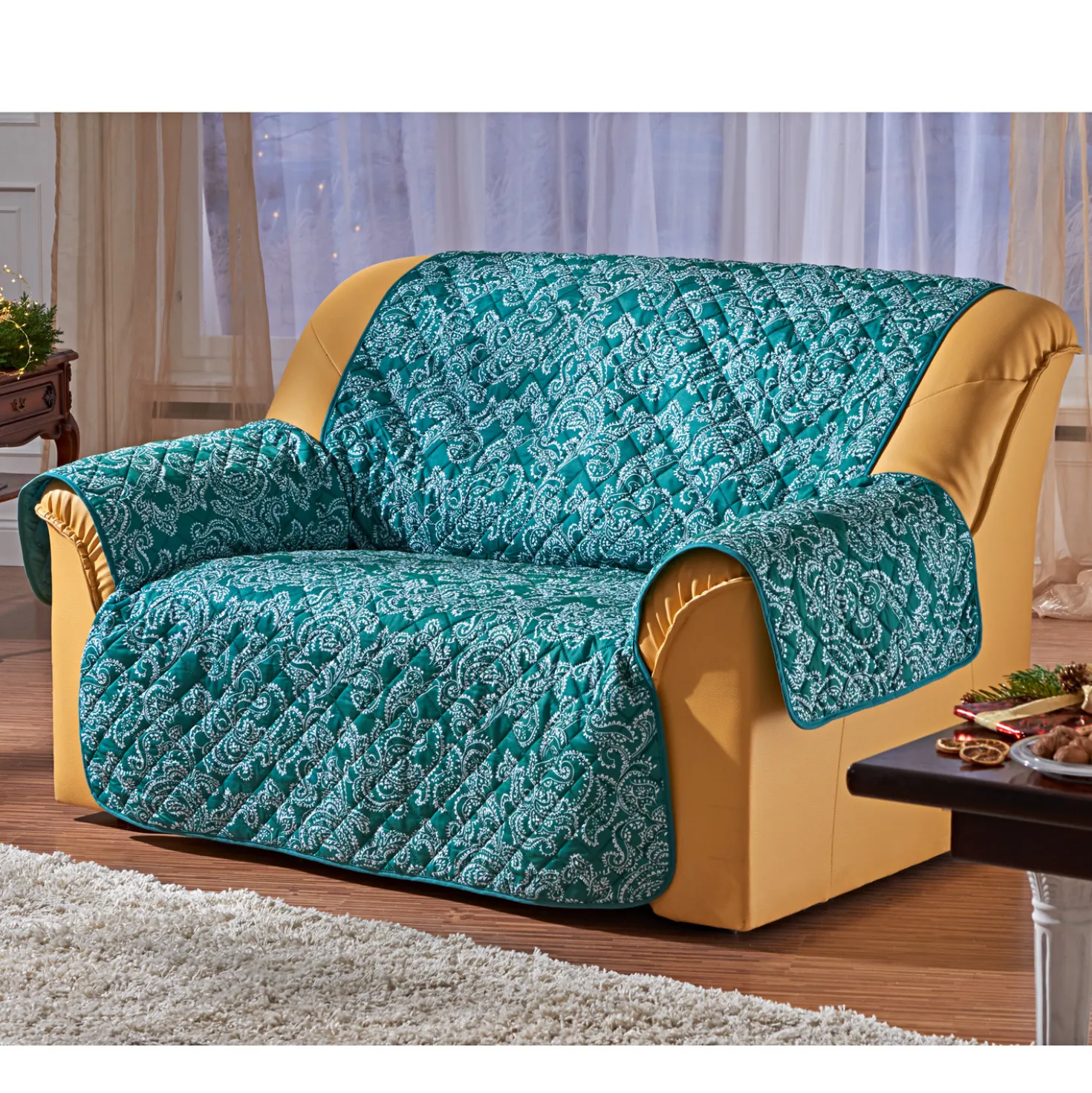 Sofaüberwurf 3-Sitzer grün 188 x 280 cm