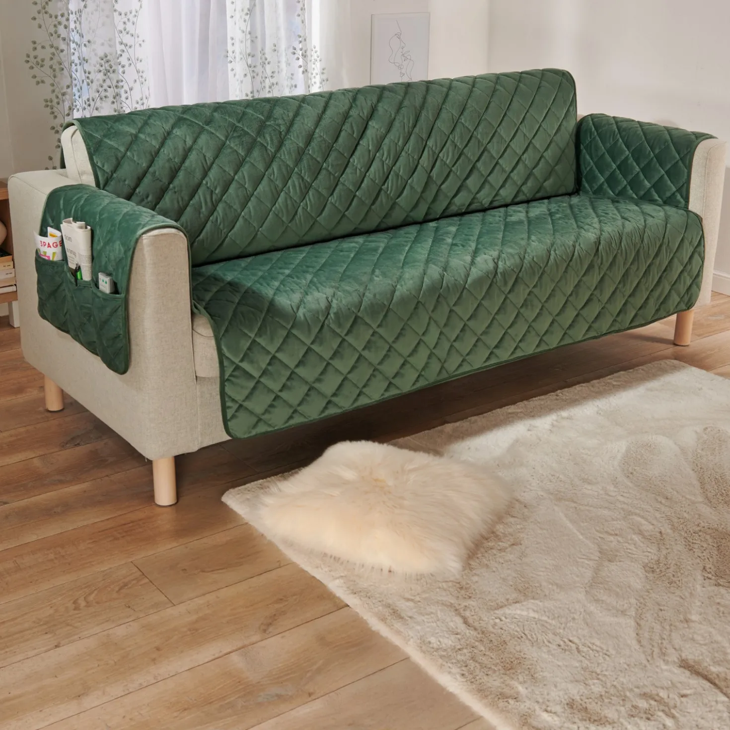 Sofaüberwurf 3-Sitzer grün 180 x 150 cm Eldo