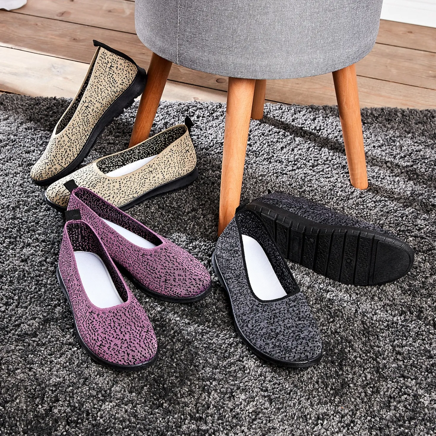 Soft-Slipper "Vicky" blau-schwarz