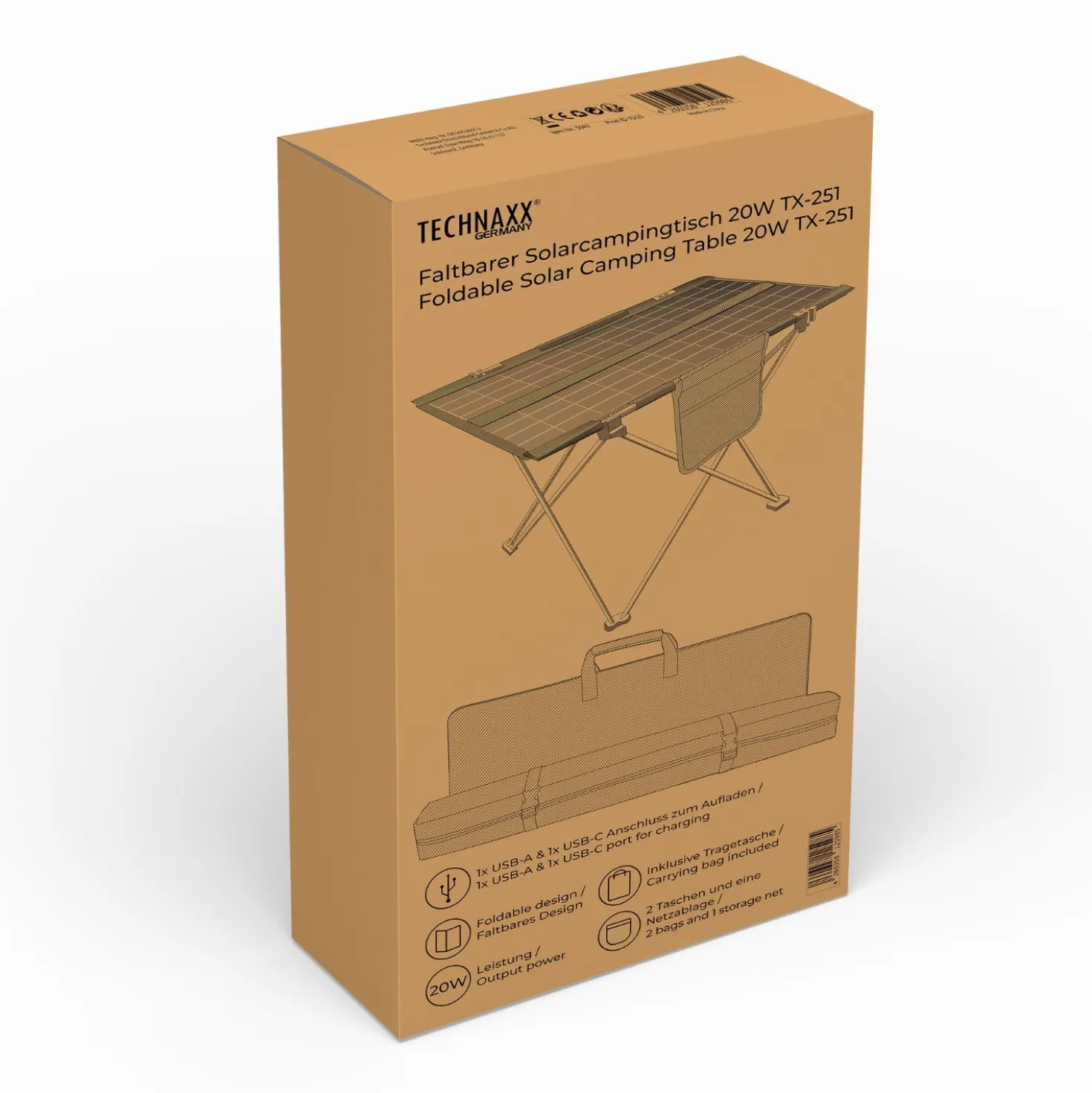 Solar Campingtisch faltbar 20 W Technaxx