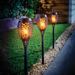 Solarflammen-Pfahlleuchten, 3er Set Gainsborough