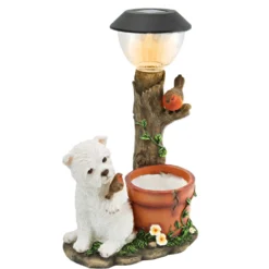 Solar-Pflanzgefäß mit Dekofigur Hund Westie