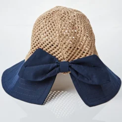 Sommerhut blaue Schleife