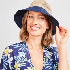 Sommerhut blaue Schleife