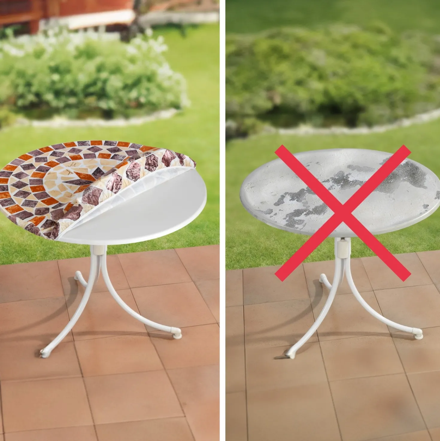 Spanntischdecke Mediterran XL Ø 85–105 cm