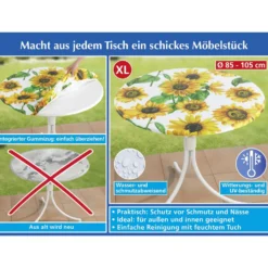 Spanntischdecke Sonnenblumen XL Ø 85–105 cm