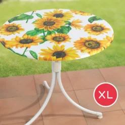 Spanntischdecke Sonnenblumen XL Ø 85–105 cm