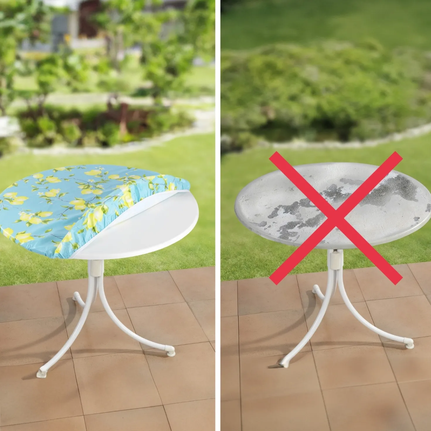 Spanntischdecke Zitrone XL Ø 85–105 cm