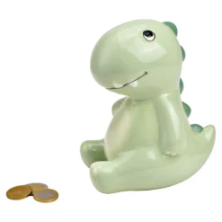 Spardose "Dino" aus Keramik hellgrün
