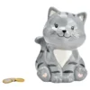 Spardose "Katze" grau aus Keramik