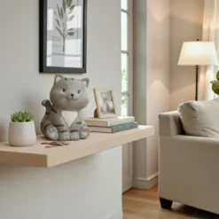 Spardose "Katze" grau aus Keramik