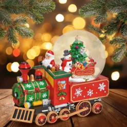 Spieluhr / Schneekugel Nikolaus-Lokomotive