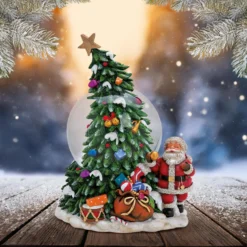 Spieluhr / Schneekugel Weihnachtsbaum und Nikolaus