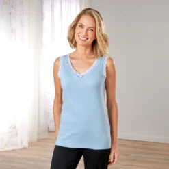 Spitzenshirt hellblau + pink 2er-Set