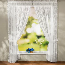 Spitzenvorhang, 2er-Set mit raffhaltern 140 x 230 cm