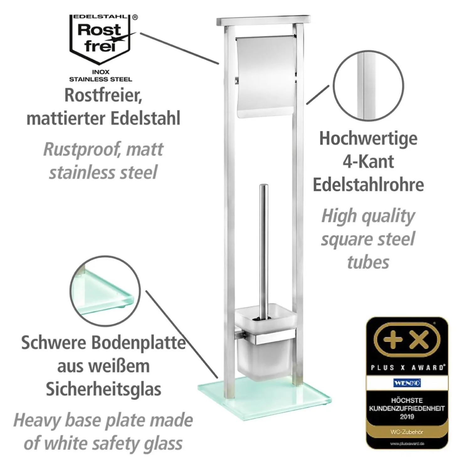 Stand WC-Garnitur "Debar" Edelstahl matt WENKO