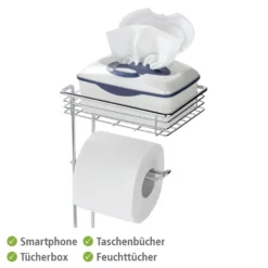 Stehender Toilettenpapierhalter mit Ablage Chrom WENKO
