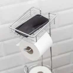 Stehender Toilettenpapierhalter mit Ablage Chrom WENKO
