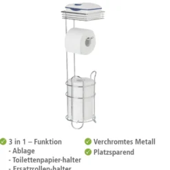 Stehender Toilettenpapierhalter mit Ablage Chrom WENKO
