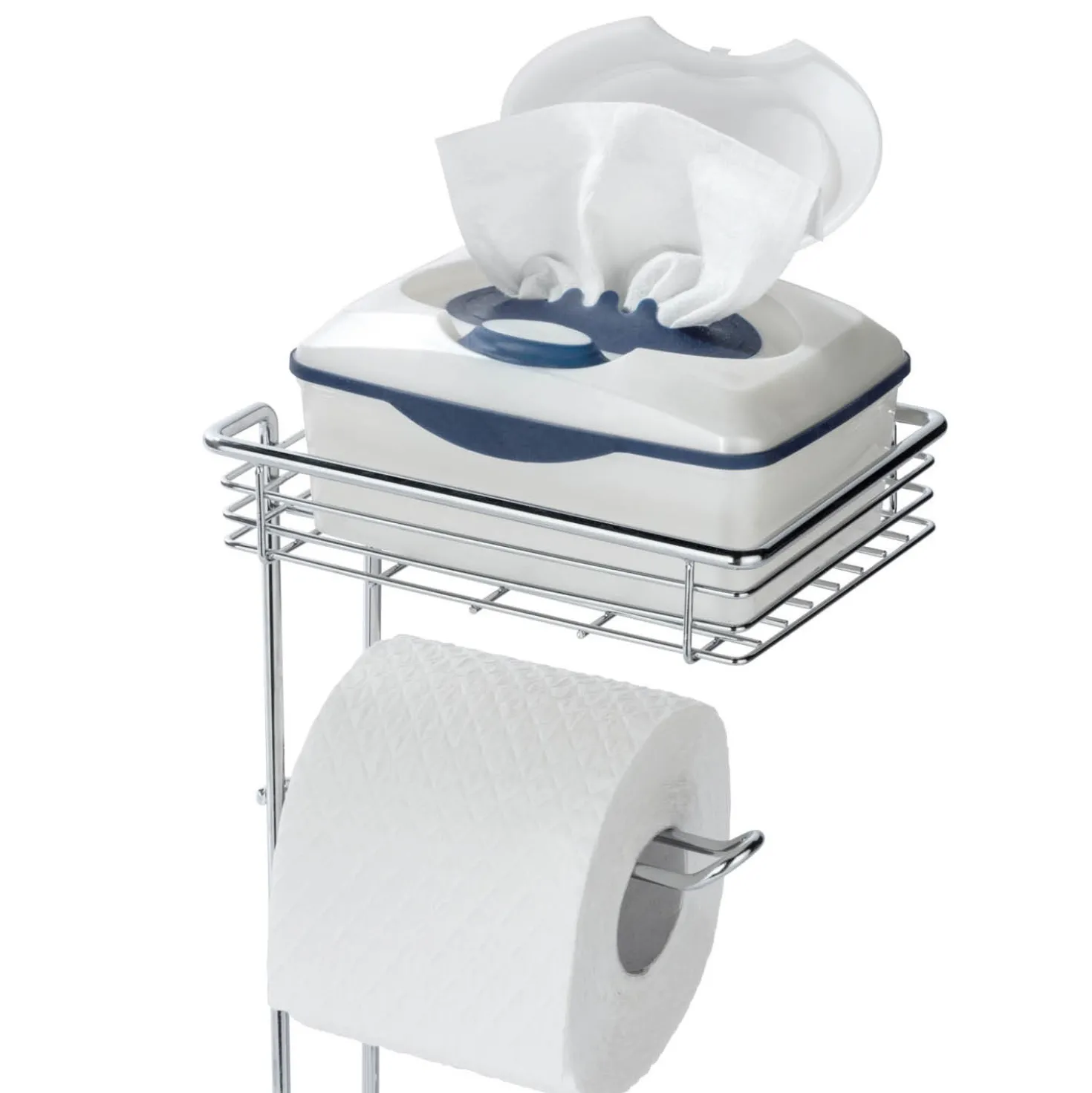 Stehender Toilettenpapierhalter mit Ablage Chrom WENKO