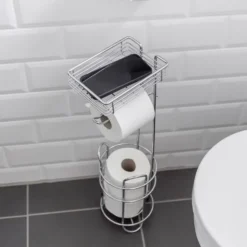 Stehender Toilettenpapierhalter mit Ablage Chrom WENKO