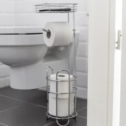 Stehender Toilettenpapierhalter mit Ablage Chrom WENKO